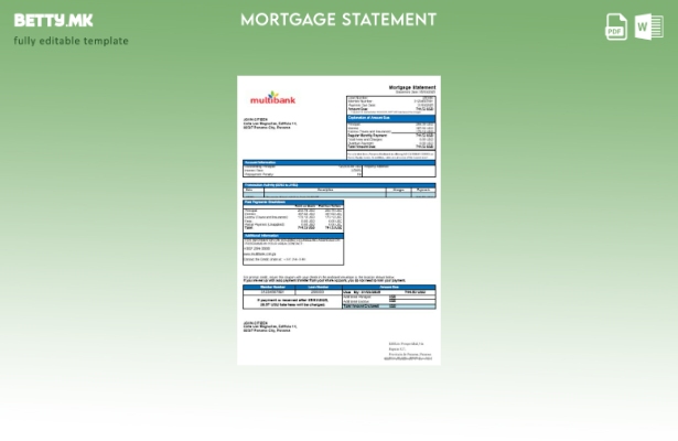 модерен стил Панама Multibank хипотека во шаблон формати Word и PDF